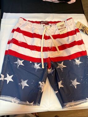 Men’s Red & Blue American Flag Jogger Shorts